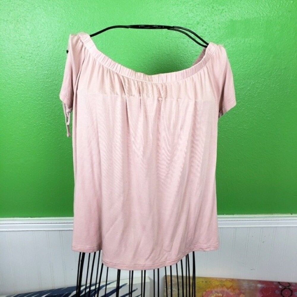 American Eagle Outfitters Soft Off The Shoulders Lace Tie Shirt Size Large - Picture 3 of 9
